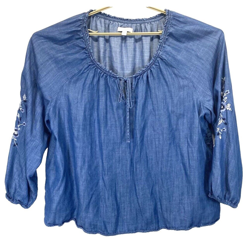 Lauren Conrad Shirt Women XXL Tunic Blouse Raglan Embordered Design Sleeve Top